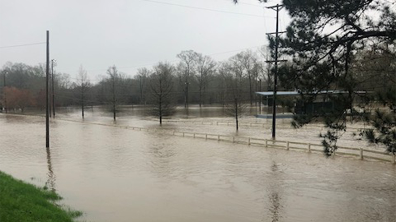 Flooding near Georgetown, Mississippi on February 19, 2020.